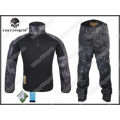Combat Set Shirt & Pants Build in Elbow & Knee Pads - Night OPS Black TYP Typhon Camo Size M