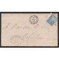 CAPE OF GOOD HOPE 1877 COVER WITH FINE MALMESBURY DATED TOWN OVAL CANCEL TO CAPE TOWN