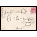 SOUTH AFRICA 1906 POSTCARD WITH KEVII 1d CANCELLED FINE STELLENBOSCH STATION SINGLE CIRCLE POSTMARK