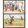 SOUTH AFRICA CIRCA 1910 SKETCHES OF SOUTH AFRICAN LIFE TWO COLOURFUL POSTCARDS