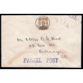 SOUTHERN RHODESIA 1944 KGVI 1s6 SINGLE STAMP ON `PARCEL POST` ENVELOPE UMTALI TO BULAWAYO