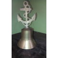 Nautical solid Brass Bell with Anchor / Rope Handle Design