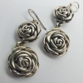 Sterling Silver Rose Earings | Stunning  | 10.5g total weight.