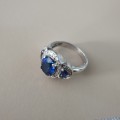 Beautiful Blue Gemstone Trio 925 Sterling Silver Ring
