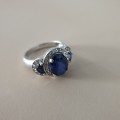 Beautiful Blue Gemstone Trio 925 Sterling Silver Ring