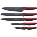 Royalty Line 5 Piece Ceramic Coating Knife Set With Stand (Black)