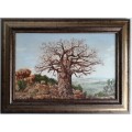 Investment! Large Oil Painting of Boabab Tree by S.A. Artist Francois Badenhorst (1935 - 2013)