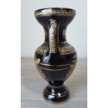 Lovely Handmade Greek Ceramic Vase, 24K Gold on Black