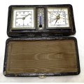 Vintage Mannie Bros, Johannesburg Clock, Thermometer and Barometer in Leather covered case