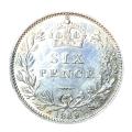 1889 British Silver 6 pence coin - Queen Victoria