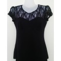 Black Top with Lace detail by News Size 10