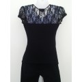 Black Top with Lace detail by News Size 10