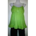 WomensLime Green Cotton Camisole top by Kelso Size 10 natural Boho style