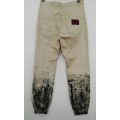 Mens Beige Jeans With Paint Splash Effect by Elissa Leo Couture size 34