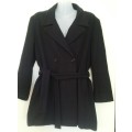 Ladies Navy Blue Wool mix Warm Winter Coat with Belt Size 14