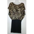 Leopard Print Mini dress with dramatic scooped Back Size 10