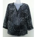 Black & Grey Leopard Print Shirt Size 36