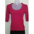 Womens Pink Scooped Neck Fine Knit  Jersey Size 8