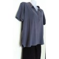 Grey Cotton Polo Shirt  by Old Khaki Size Large Beach style Relaxed wear