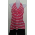 Pink Striped Halter Neck Top By Candy Rocket Size Medium