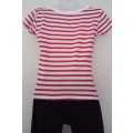 Cute Red and White Striped T Shirt Size Medium