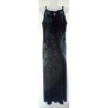 Navy Blue and Black Tie Dye Full Length Dress by Truworths Size 34