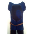 Blue Longer  Length Top with Belt Size Small