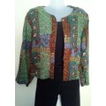 Blue and Brown Patterned Cropped Jacket size 38