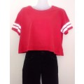 Cute Red  Cropped T shirt by H and M Size Medium