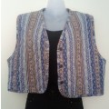 Blue Warm Quilted Waistcoat made in Italy Size Large Boho, Hippy