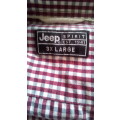 Mens Checked Short Sleeved Shirt. Burgundy grey and white by Jeep 3 XL