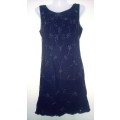 Womens Navy Party Dress with Beaded Flowers by Dorothy Perkins UK, Size 10