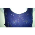 Womens Navy Party Dress with Beaded Flowers by Dorothy Perkins UK, Size 10