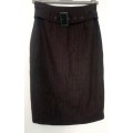 Womens Pencil Skirt , Warm Wool Mix,  Dark Brown Pinstripe by Lime Size small