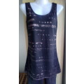 Black Vest Top With Gold Print by RT Size 10