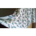 White Midi Flared Skirt with Fern Leaf Motif Size Medium
