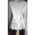 POETRY Long Sleeved Top with Dropped Waist, Pale Grey, Size 8 / 32 (Flaw)