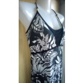 Sun dress, Black and White Tropical Print, by Free Clothing Size Small. Fun, Summer,  Beach, Party