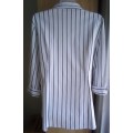 Fitted White Shirt With Grey and Silver Stripes, by Merien Hall Size 16 Smart Career Wear