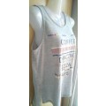 Grey Tank Top with Fun Slogan  `Coffee, Dancing, Pizza Naps` Size 8. Summer,, Beach,  Party,
