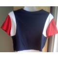 Cropped T shirt, Red White and Blue,  By H and M Size Small