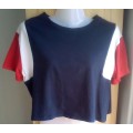 Cropped T shirt, Red White and Blue,  By H and M Size Small