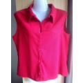 MERIEN HALL CASUALS Red Ribbed Sleeveless Shirt Size 14 Career, Office to Evening Out