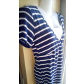 Nautical Look Blue and White Striped T shirt Top By Cherry Melon Size Medium