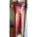 Stunning Burgundy  and Gold full length dress , Xtra small