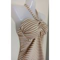 2 Piece Swim Costume / Tankini Gold and white Stripes by Red Size Medium