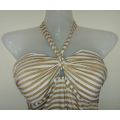 2 Piece Swim Costume / Tankini Gold and white Stripes by Red Size Medium