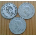 Lot of 3 1940's threepence coins @ R1 start