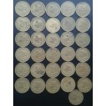 Lot of x31 van Riebeeck 1c coins (1961-1964)