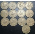 Nice lot of x13 van Riebeeck 1c coins (1961-1964)